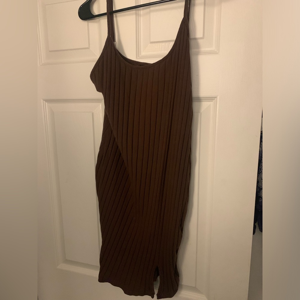 Brown body con dress